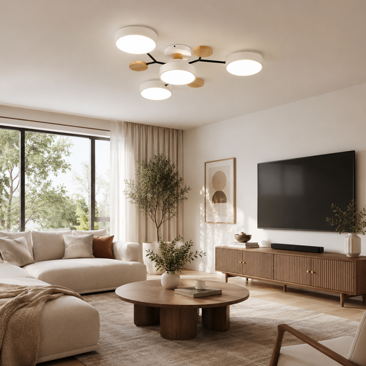 Modern Scandinavian LED Semi Flush Mount Ceiling Light for Living Room, Bedroom & Dining Room