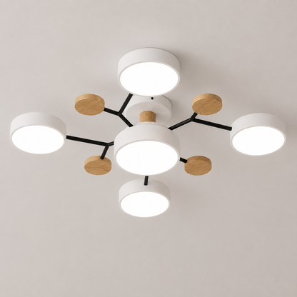 Modern Scandinavian LED Semi Flush Mount Ceiling Light for Living Room, Bedroom & Dining Room