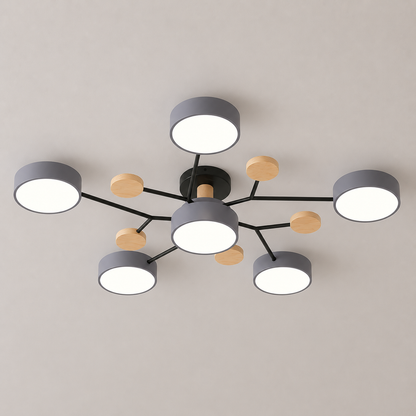 Modern Scandinavian LED Semi Flush Mount Ceiling Light for Living Room, Bedroom & Dining Room