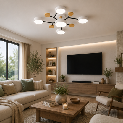 Modern Scandinavian LED Semi Flush Mount Ceiling Light for Living Room, Bedroom & Dining Room
