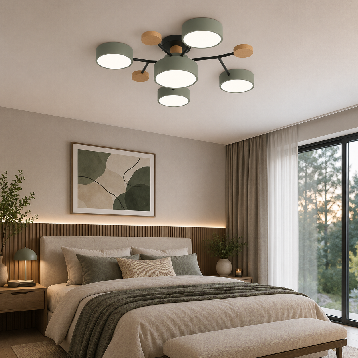 Modern Scandinavian LED Semi Flush Mount Ceiling Light for Living Room, Bedroom & Dining Room