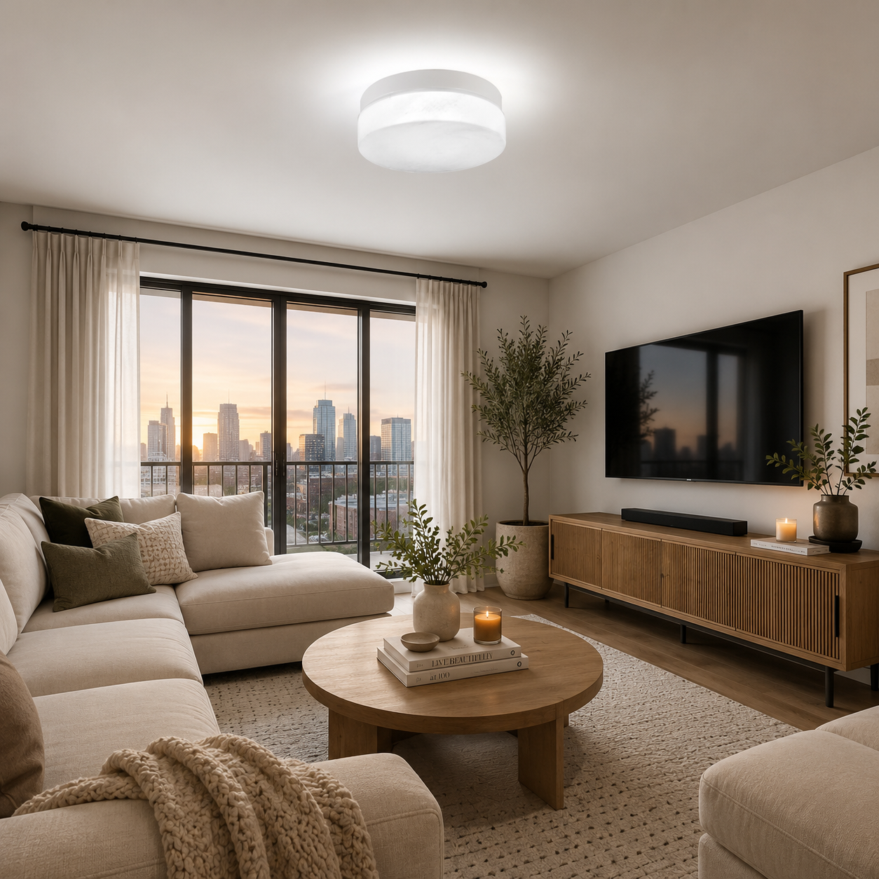 12-Inch LED Flush Mount Ceiling Light - 24W Modern Round Low Profile Ceiling Light Fixture for Bedroom, Kitchen, Hallway, Living Room, and Dining Room