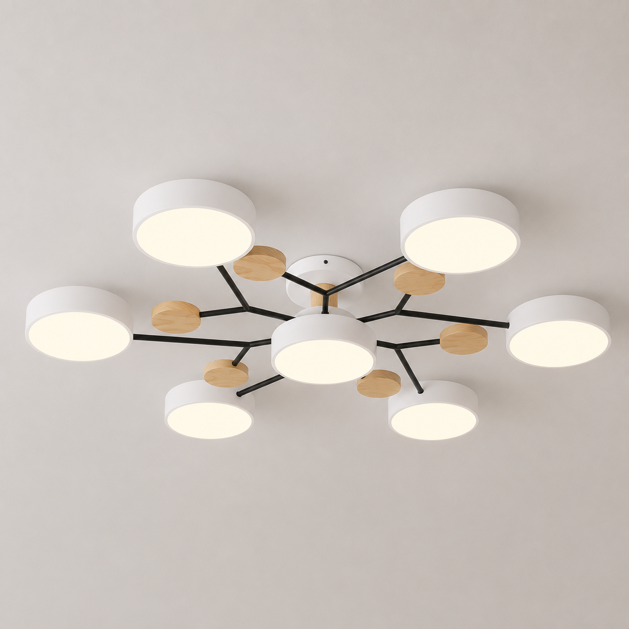 Modern Scandinavian LED Semi Flush Mount Ceiling Light for Living Room, Bedroom & Dining Room